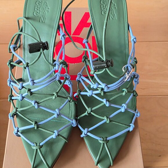 Gia Borghini Gia 11 Knotted Sandals Blue and Green Sz 40 - Picture 5 of 12